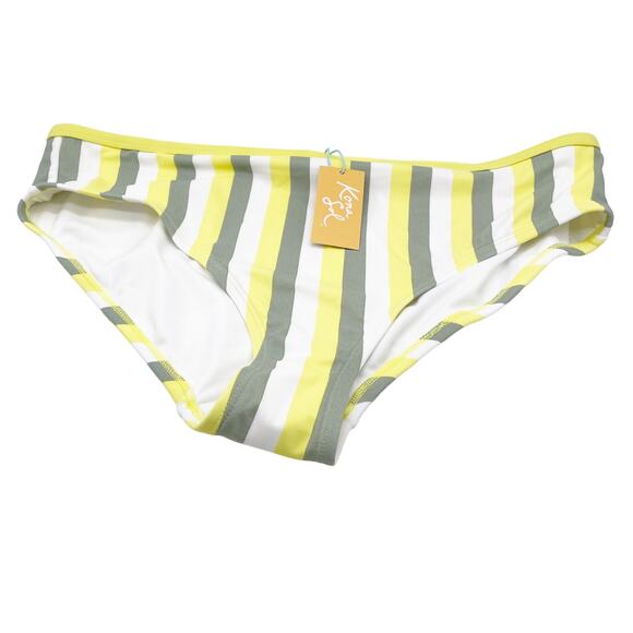Kona Sol Womens Yellow Gray White Medium Coverage Hipster Bikini Bottom Size 1X - Picture 1 of 5